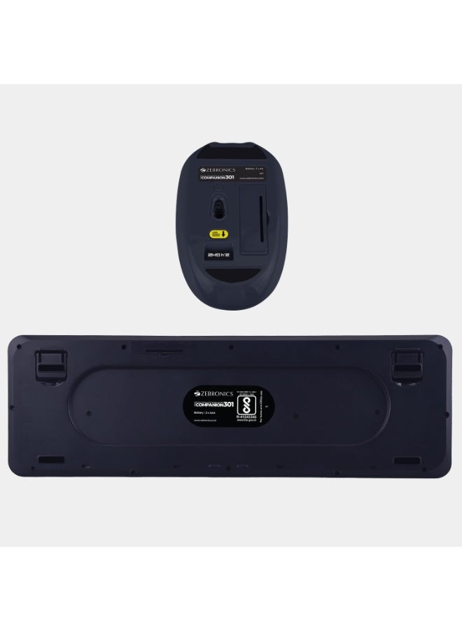 ZEBRONICS Newly launched Companion 301 2.4GHz Wireless Keyboard & Mouse Combo with UV Printed, Retro Style Keys, 104 + 12 Integrated Multimedia Keys, 1600 DPI, High Precision (Black + Grey) - Image 4